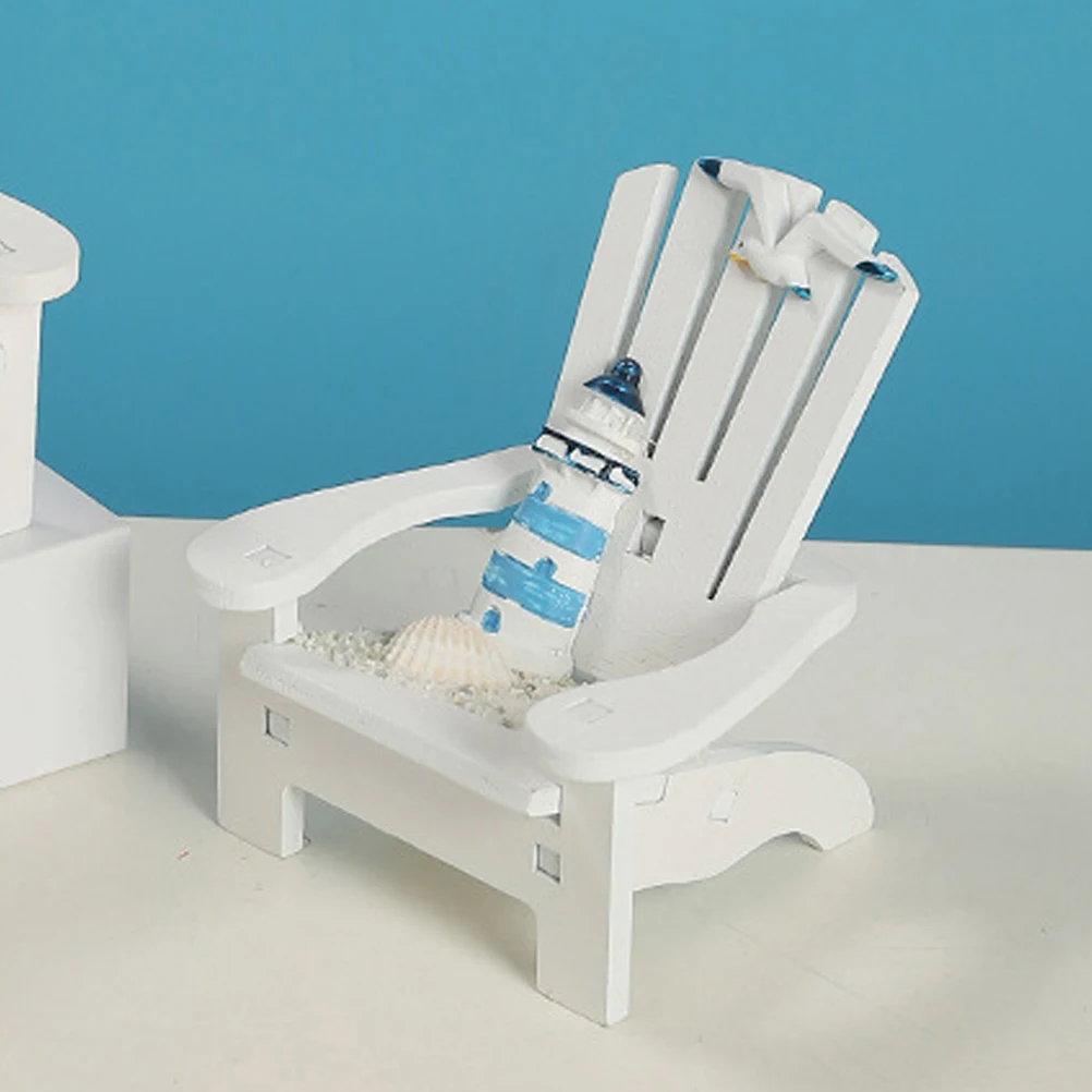 มินิเก้าอี้ชายหาดตกแต่งเก้าอี้ทรายสีขาวสําหรับ Mini House Ocean โต๊ะ Props ทนทานน้ําหนักเบาสนุกภาพ