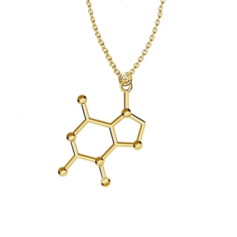 Chocolate Necklace Science Jewelry Chemistry Molecule Pendants  Fashion Ladies Women With 50 Cm Link Chain Valentines Gifts