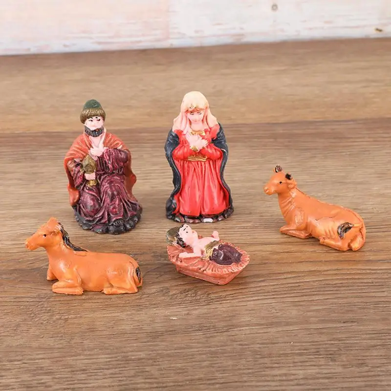 Nativity Figurines For Christmas Indoor Resin Nativity Scene Sets Decoration 9X Set Religious Tabletop Scenes Fade-Resistant