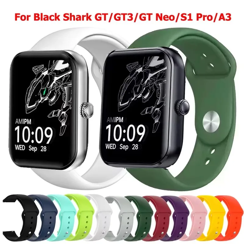 Ремешок для часов 22 мм, силиконовый для Black Shark GT/GT3/GT Neo, спортивный браслет для Black Shark S1 Pro/A3, аксессуары для умных часов Correa