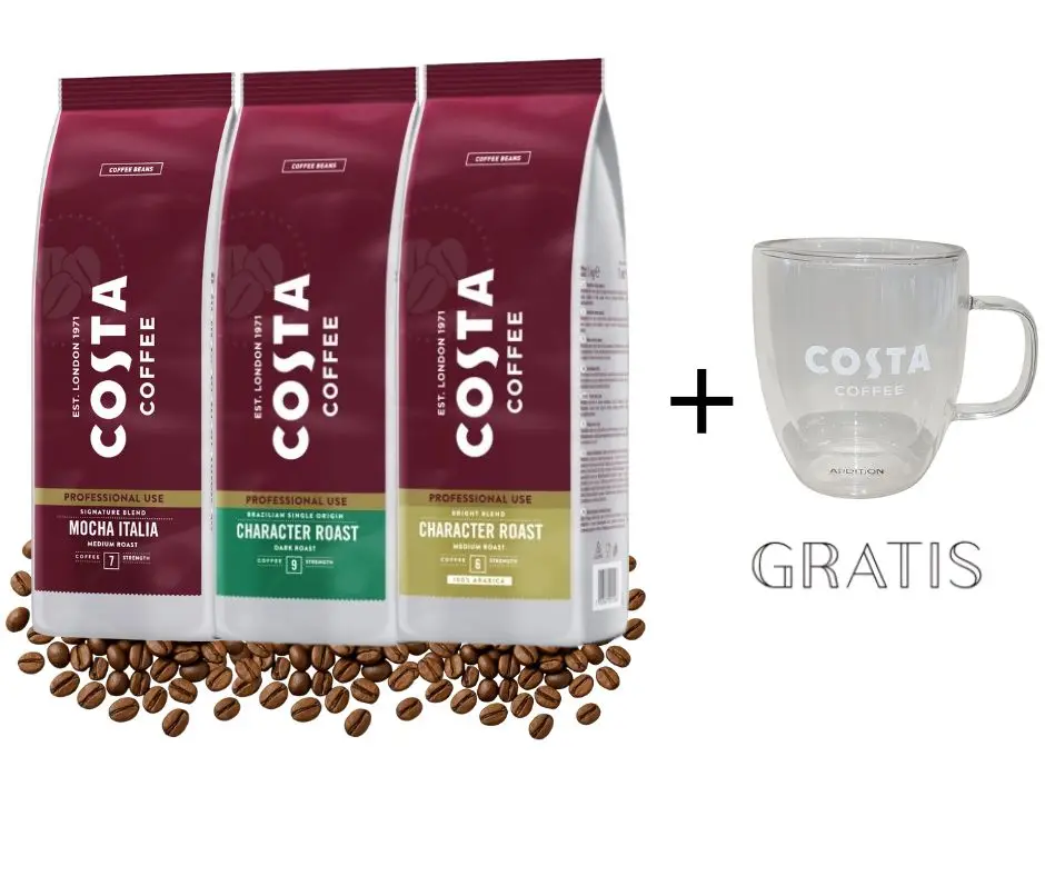 Kawa ziarnista Costa Pro MIX 3x1kg + Kubek Costa Gratis