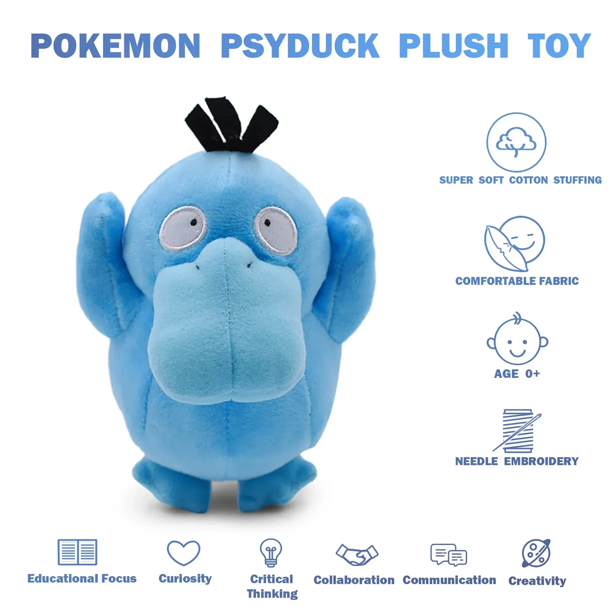 Gengar mainan mewah Psyduck Jigglypufff, boneka Peluche boneka boneka Psyduck untuk hadiah anak-anak boneka koleksi boneka