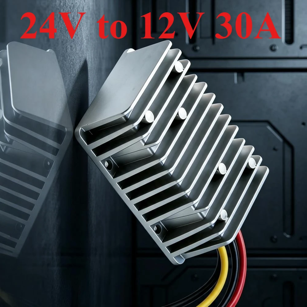 24V to 12V 30A Step Down Converter Power Supply Adapter Compatible with Golf Cart  Motor Dashcam Vehicle Monitoring System