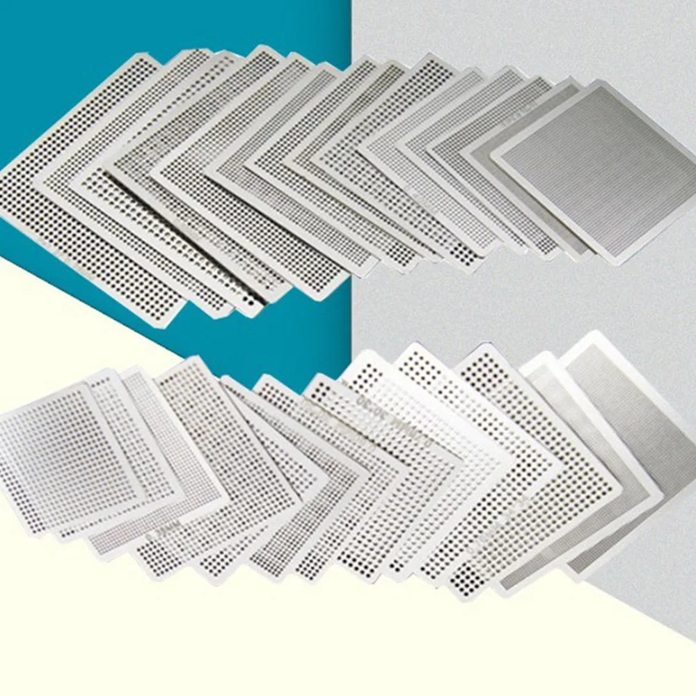 

TFORU-27 Pcs Steel Mesh Laptop Chip Flux BGA Reballing Stencil Template Kit With Universal Reball Station