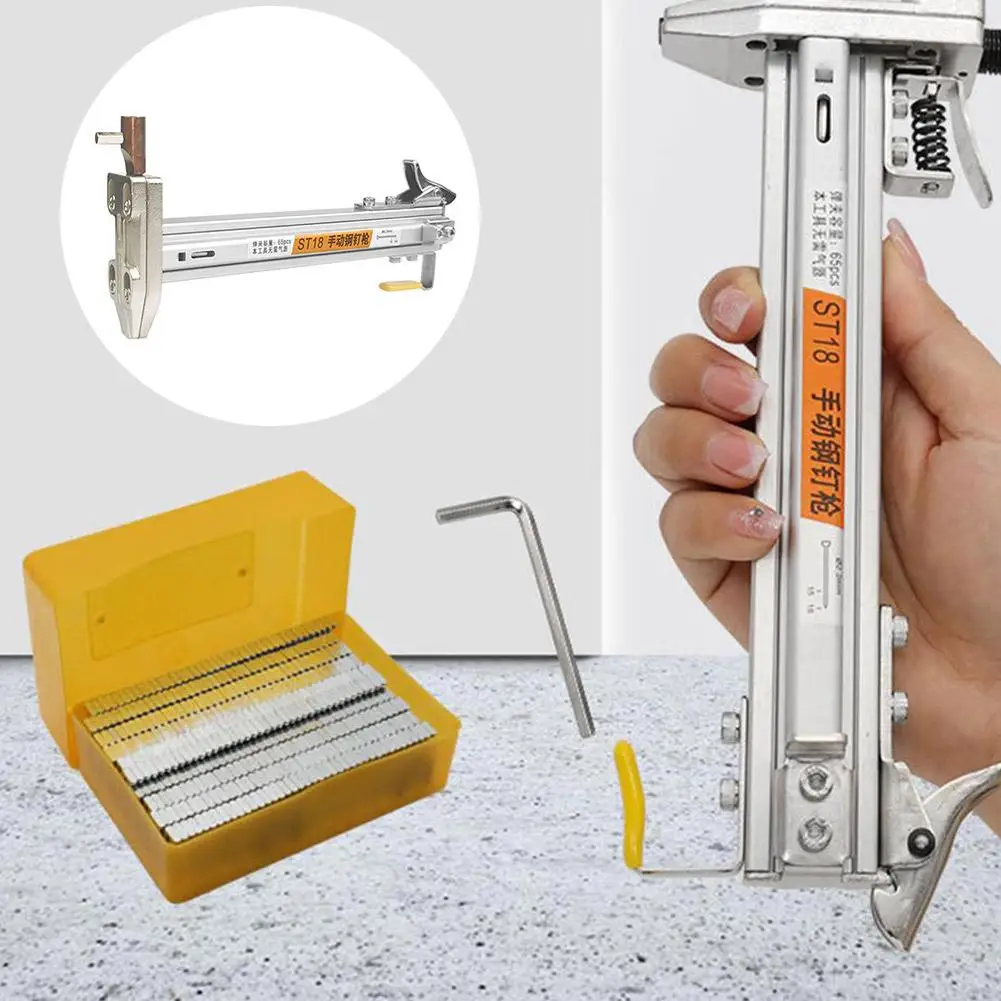 Manual Steel Nail Gun ST18 Semi Automatic Cement Nail Machine Woodworking Device Slot Wire Gun Tacker Nailing Nailing Gun U9A1