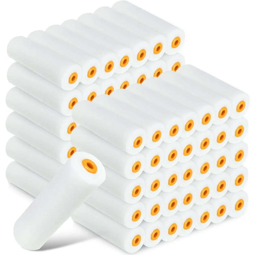 

120 Pack Mini Foam Paint Roller Refills High Density Smooth Finish for Walls Flat Surfaces White