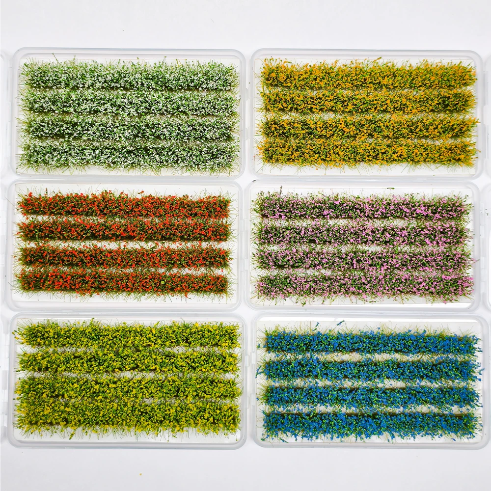 

Height 10MM Artificial Grass Tuft DIY Miniature Flower Cluster Garden Decor Durable Model Landscape Building Material 4Pcs/Box