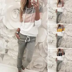 Simple Casual Outfit Pullover Mid-rise Stretchy Fall Winter Hooded Slim Fit Casual Tracksuit  Sweatshirt Pants Set Coldproof