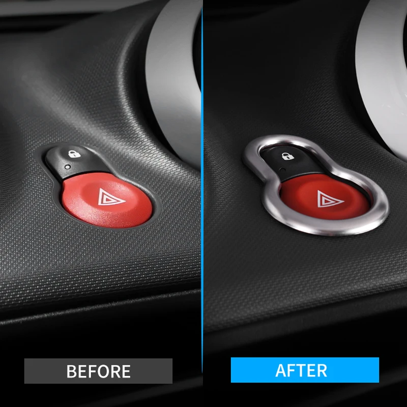 Stainless Steel Car Dashboard Dash Warning Lights Alert Push Button Door Lock Switch Trim Cover for Smart 453 Fortwo Forfour