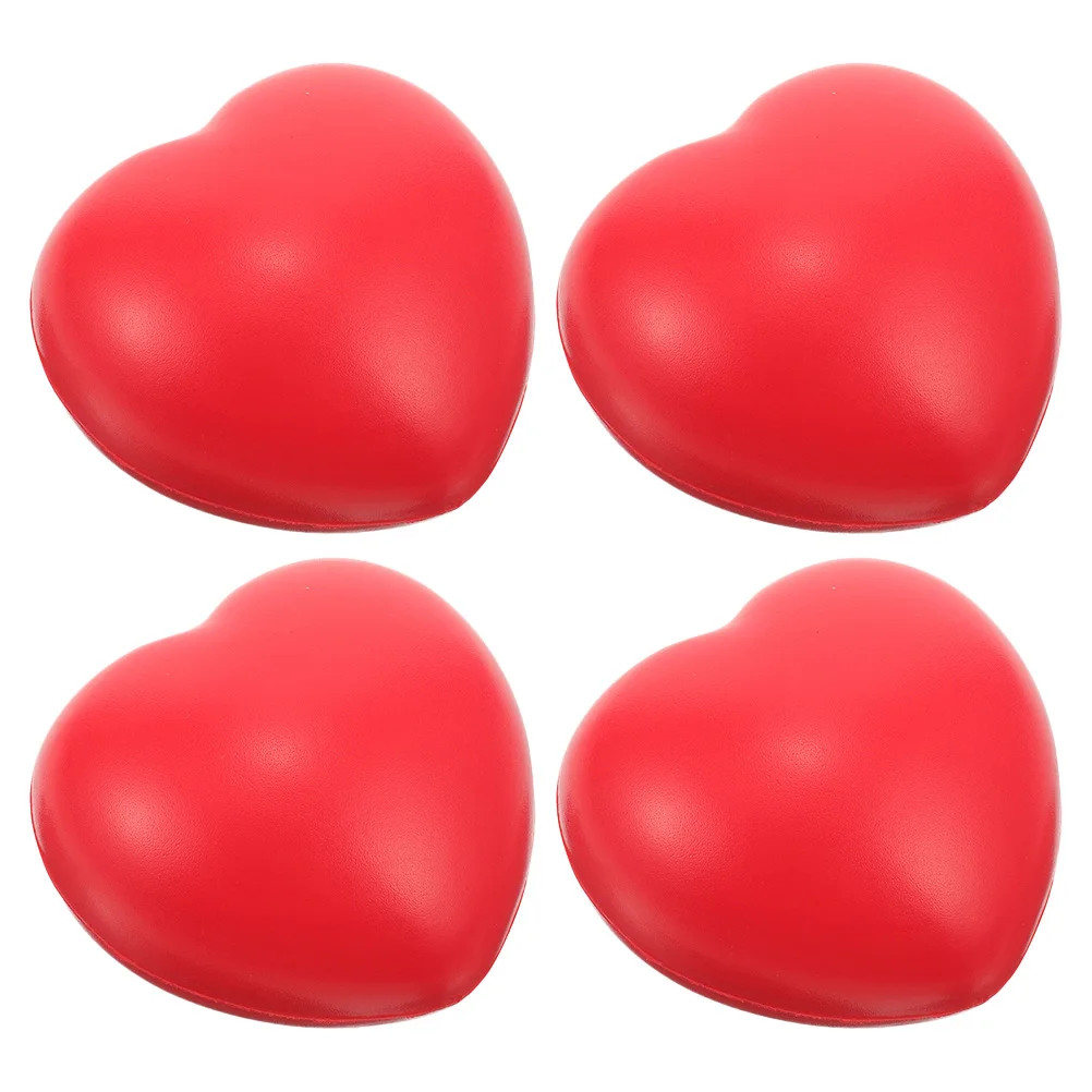 

4pcs Red Heart Shaped PU Grip Balls Hand Strengthener Squeeze Ball Finger Exercise Lightweight