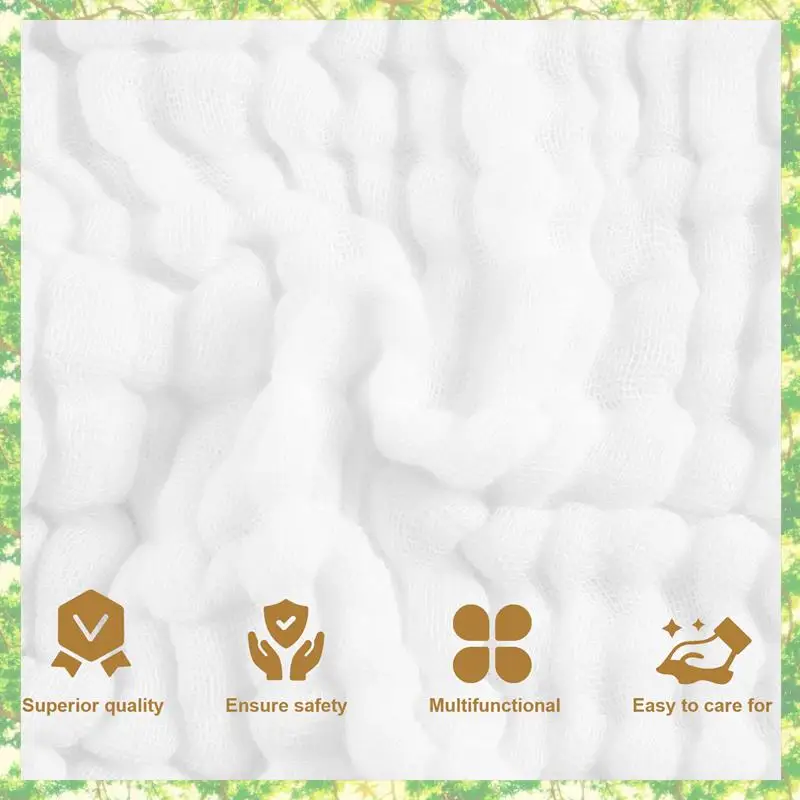 

Eco-Friendly-Baby Muslin Bath Towels, 10 Pack Of Reusable Soft Absorbent Cotton Baby Face Towel, For Baby's Delicate Skin White