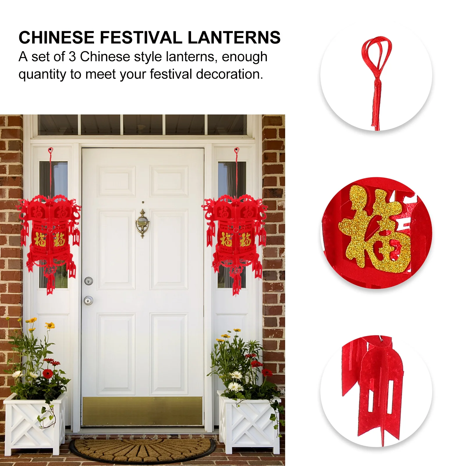 

6pcs Non-Woven Fabric Chinese Traditional Lantern Pendant Hollow-Out Design For Home Festival Decor Rabbit Year New Year