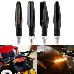 2PCS Motorcycle LED Turn Signal Light Universal DRL Amber Flowing Blinker Indicator Motorcycle Flashing Light Tail Lamp