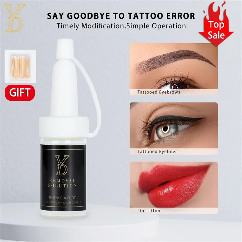 

YD Removal Solution Transparent Liquid Pigment Tattoos Remover Professional Cleaning Eyebrow Lips Skin Old Tattoos Fading Agent