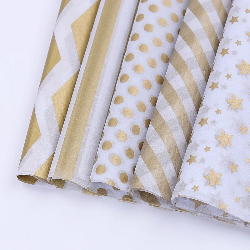 20sheets/pack 50x70cm Star Moon Rose Gold Print Tissue Papers Flower and Gift Wrapping Papers Handmade Craft Papers