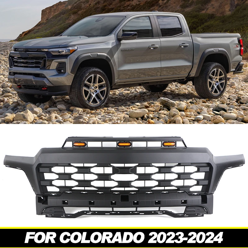 

Front Grill W/Light Fits For Chevrolet Colorado 2023-2024 Racing Grill Modification