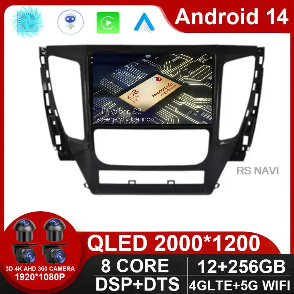 

Android 14 For Mitsubishi Pajero Sport Montero 2020 Car Radio Video AHD Multimedia QLED Wireless Carplay Auto 4G LTE DSP NO DVD