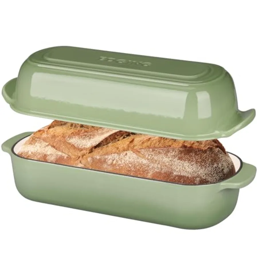 

Enameled Cast Iron Loaf Pan with Lid Bread pan Dutch Oven Bread pan for Homemade Sourdough Bread Baking 12.5x5.5 inch 5qt Pista