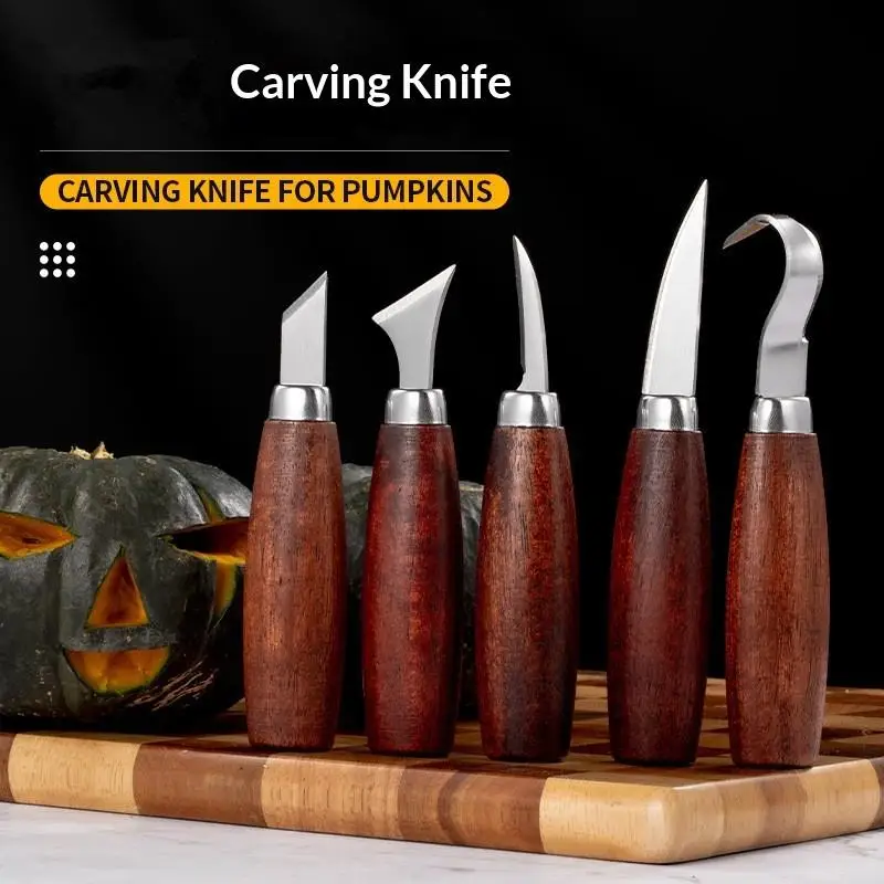 New 5pcs Tools For Wood Carving Chisel Woodworking Cutter Hand Tool Set Wood Carving Knife DIY Peeling Woodcarving view 2