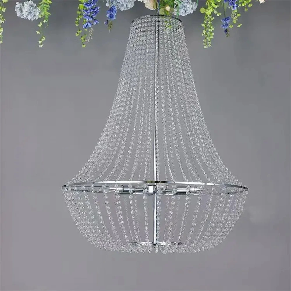 

4pcs Wedding Props Supplies Led acrylic not crystal Candle Chandelier Gold Silver for Hotel Pendant Stage Layout