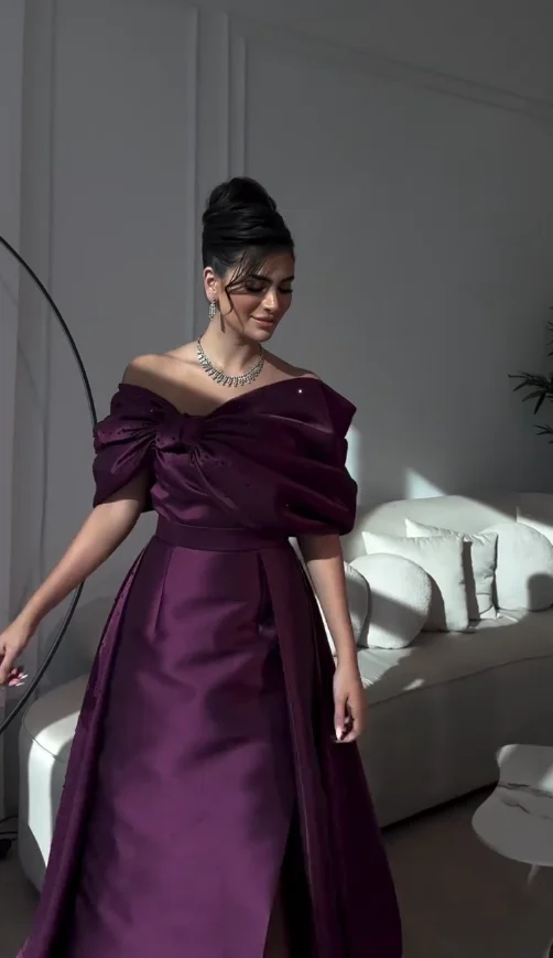 

Evening Luxury Woman Party Dresses Dubai Claret A-Line Special Occasion Simply Prom Gowns Customized فساتين سهرة مخ