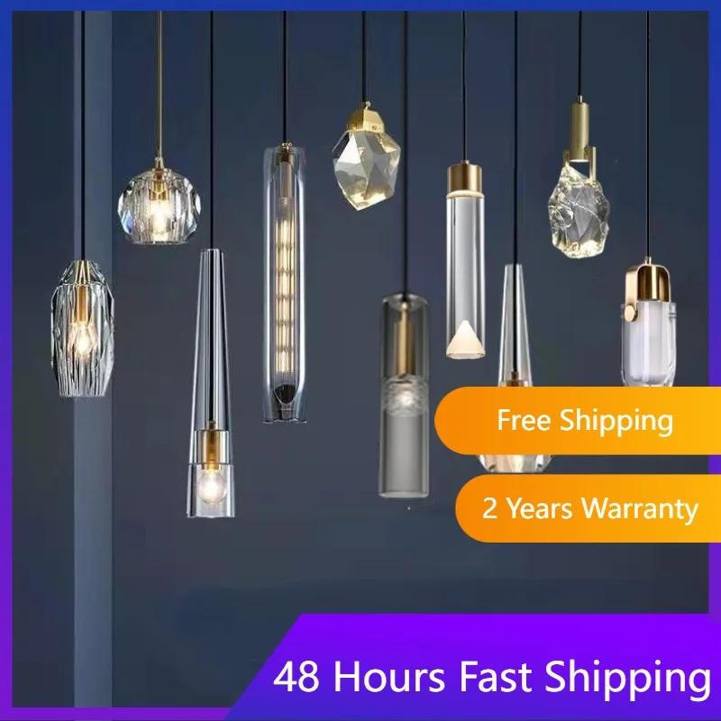 

Modern Luxury Crystal Pendant Lamp Bedroom Bedside Dining Room Kitchen Restaurant Bar Island Counter Led Hanging Lights Lighting