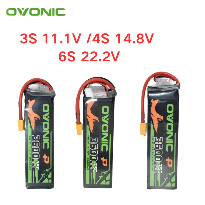 OVONIC 3S 4S 6S 3600mAh Drohnen-Lipo-Akku 11,1V 14,8V 22,2V 75C Mit XT60/XT90/EC5 Stecker für RC FPV Drohne Hubschrauber Flugzeug