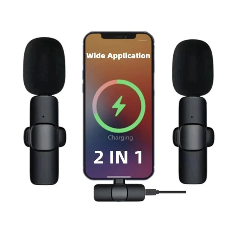 Lavalier Wireless Bluetooth Microphone Portable Audio Video Recording Mini Mic For iPhone Live Broadcast Gaming Phone Type-C