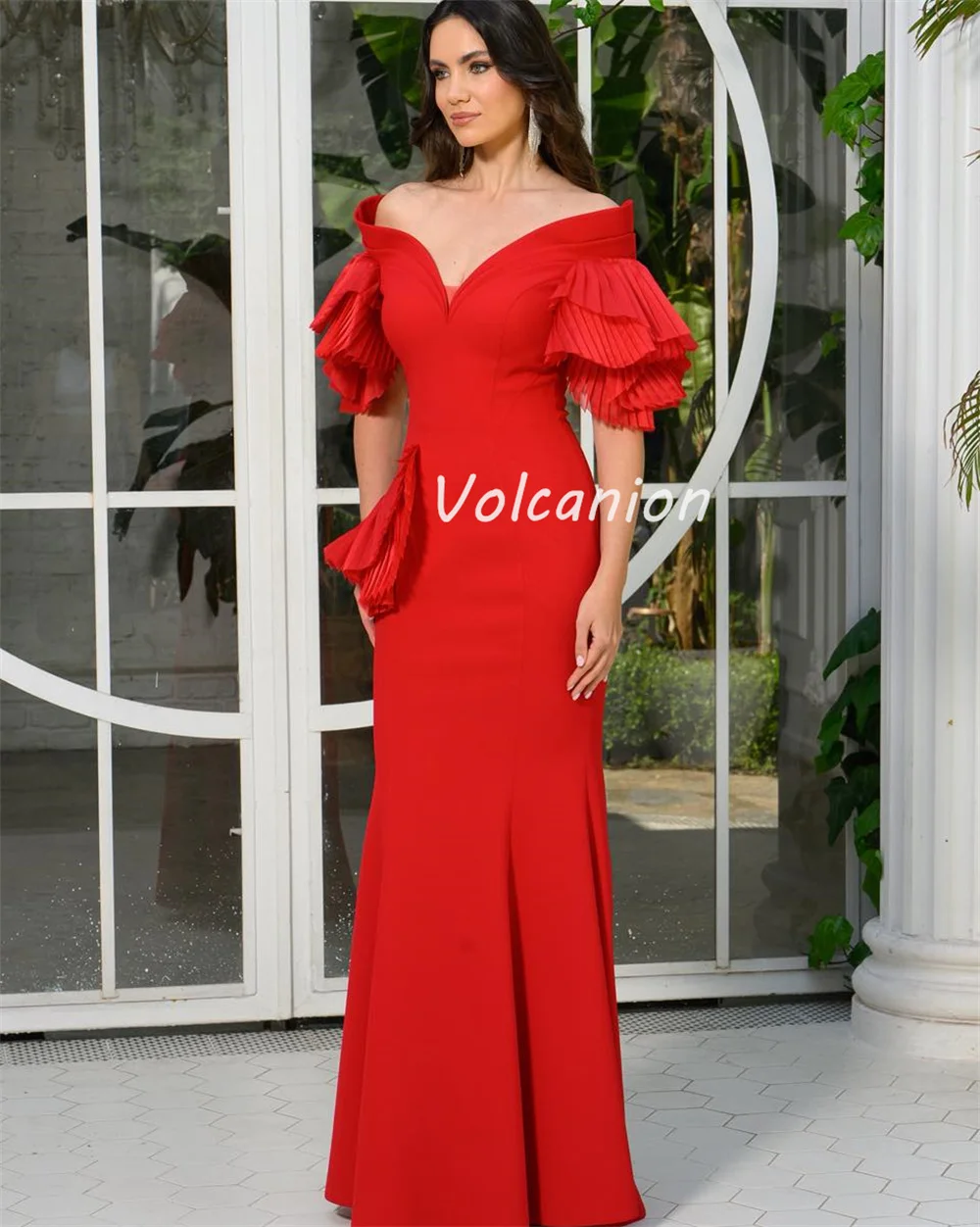 Customized Sizes Available Matching Jersey Ruched Draped Mermaid Off-the-shoulder V-neck Long Dresses Bespoke Occasion Dresses