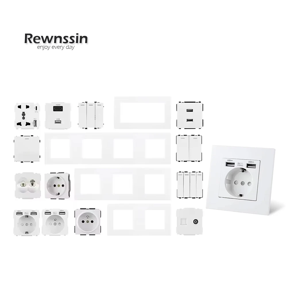 

Серия S-USB-переключатель света C-типа RJ45 ТВ-антенна Модуль аудиопереключателя освещения Бесплатная комбинация DIY Модуль Настенная розетка