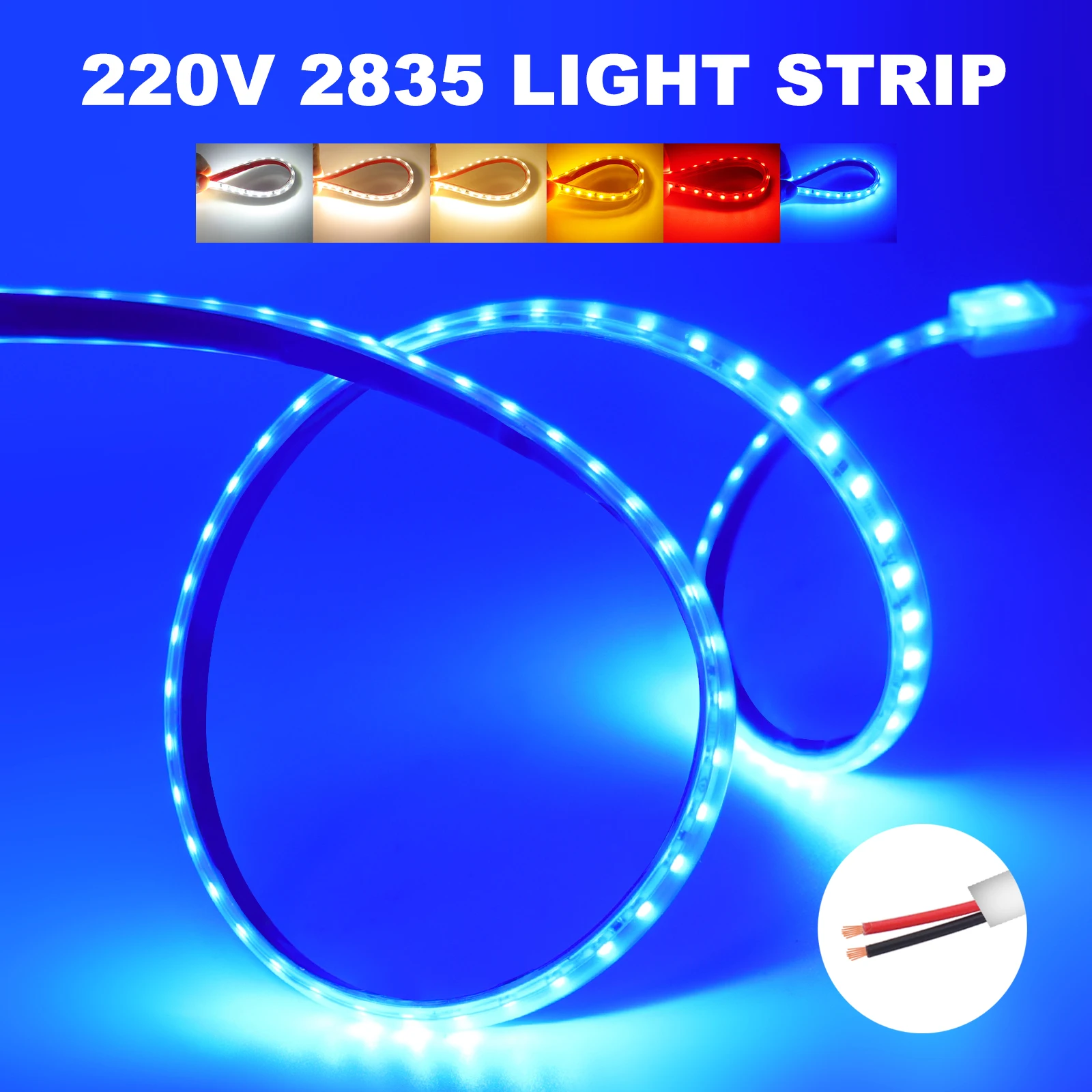 AC220V 230V Led Strip Light 2835 120LEDs/m Red Ice Blue Green Yellow Pink Flexible And 10CM Cuttable Soft Adhesive Tape Lamp Bar