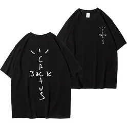 男性と女性のための特大のTシャツ,サボテンのジャックプリントコットントップ,ヒップホップスタイル,半袖,夏のファッション,2024