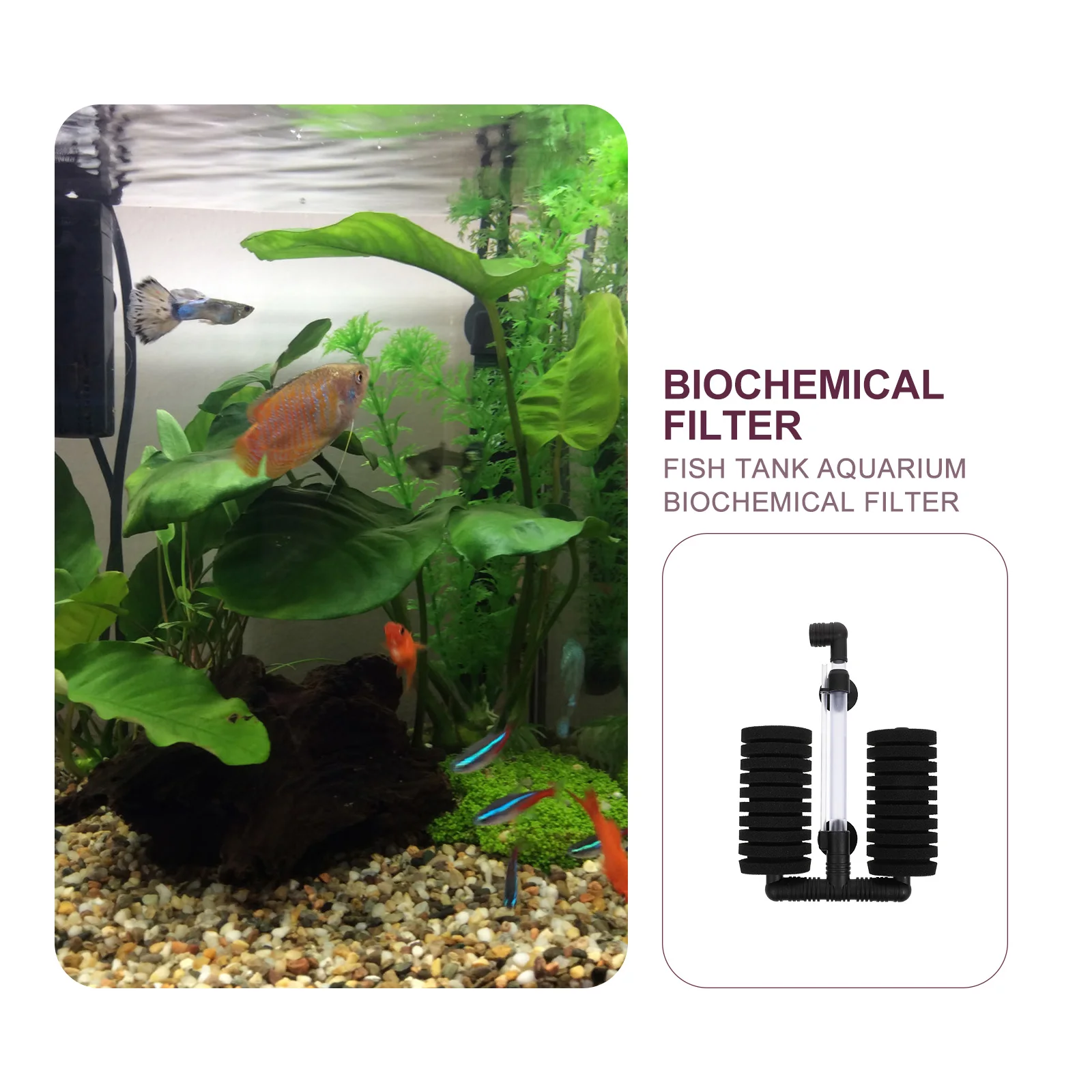 

Durable Aquarium Sponge Filter for Fish Tank Oxygen Pump Hydroponics Water Plastic Biochemical Filtration Tool Easy Clean Anti