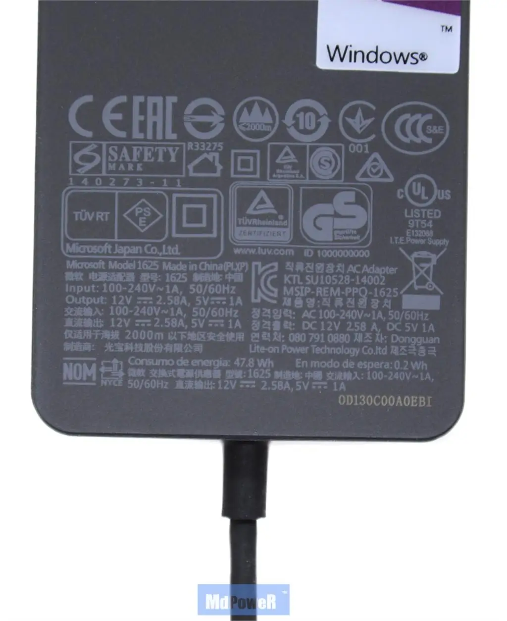 12V 2.58A 36W battery charger for Microsoft Surface Pro 3 Pro 4 core i5 i7 1631 1724 1625
