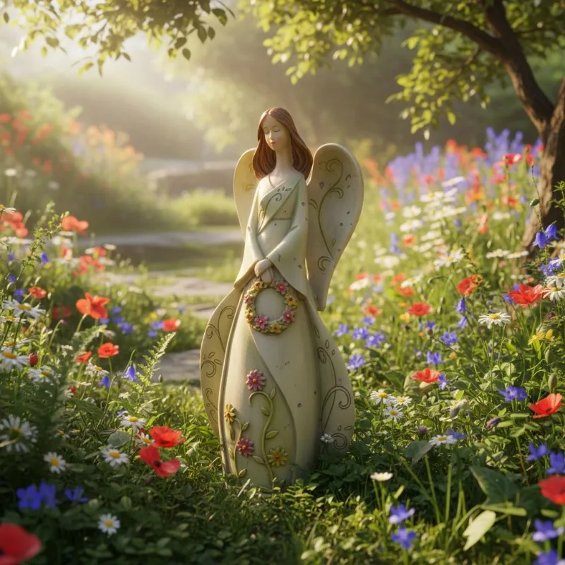 

Креативная скульптура ангелочки из смолы, украшение для гостиной, веранды, улицы, двора, статуэтка девочки для микроландшафта, подарок на день рождения