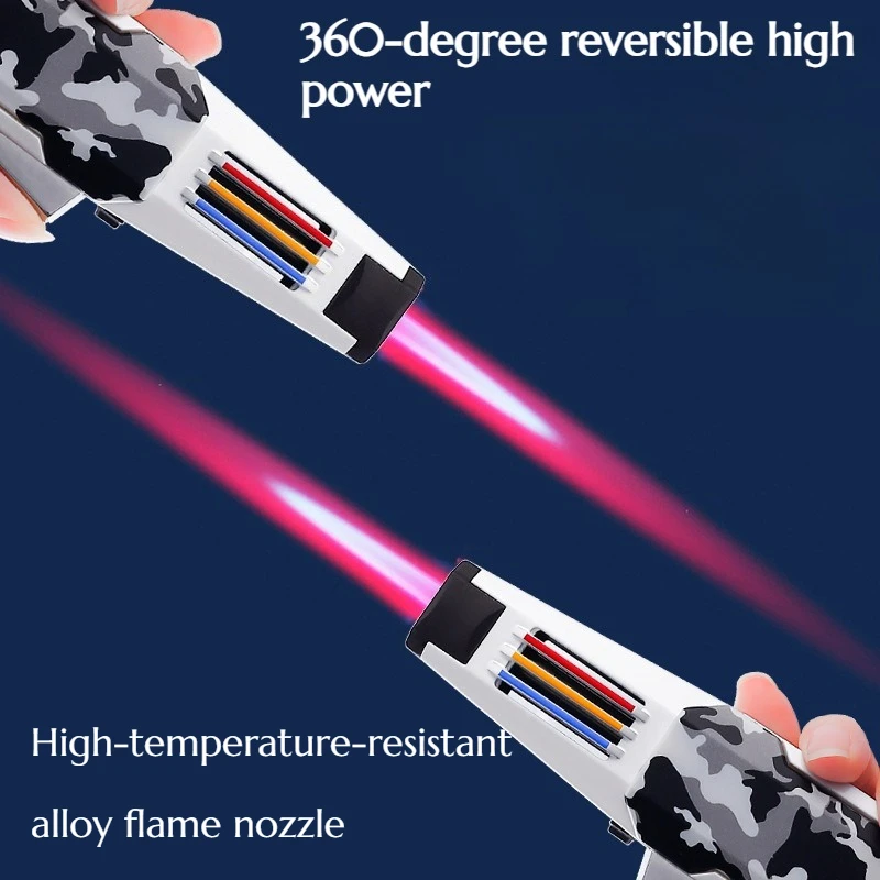 

360-degree Reversible Metal Red Flame High-temperature Spray Gun Powerful Ignition Lighter Cigar Accessories