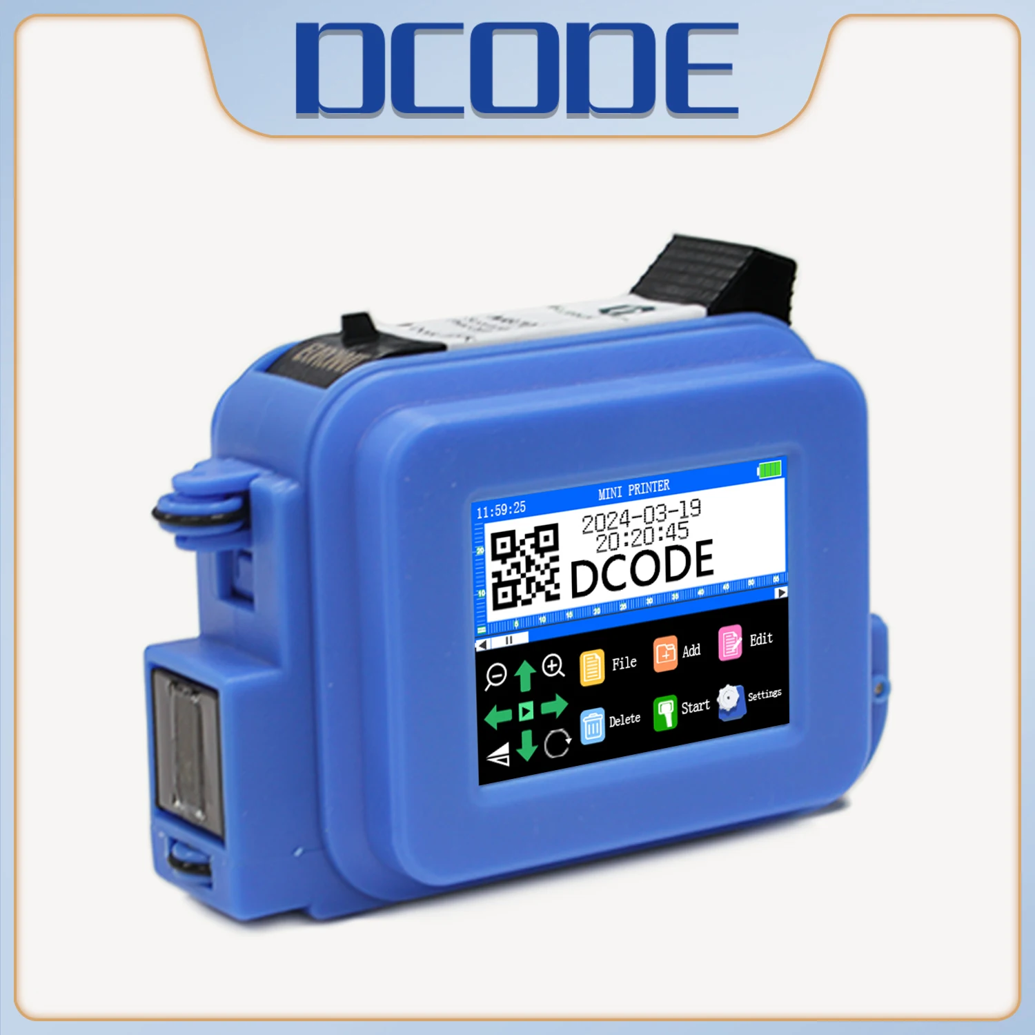 Imagem -04 - Dcode-mini Portátil Inkjet Impressora Térmica Label Coder Texto qr Barcode Image Número do Lote Logo Data Azul Xmini 127 Milímetros