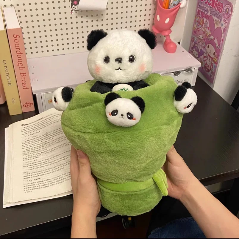 Kawaii Panda Plush Flower Bouquet Sichuan Mahjong Bamboo Doll China Animal Toy Anime Peripheral Cute Children'S Day Gifts