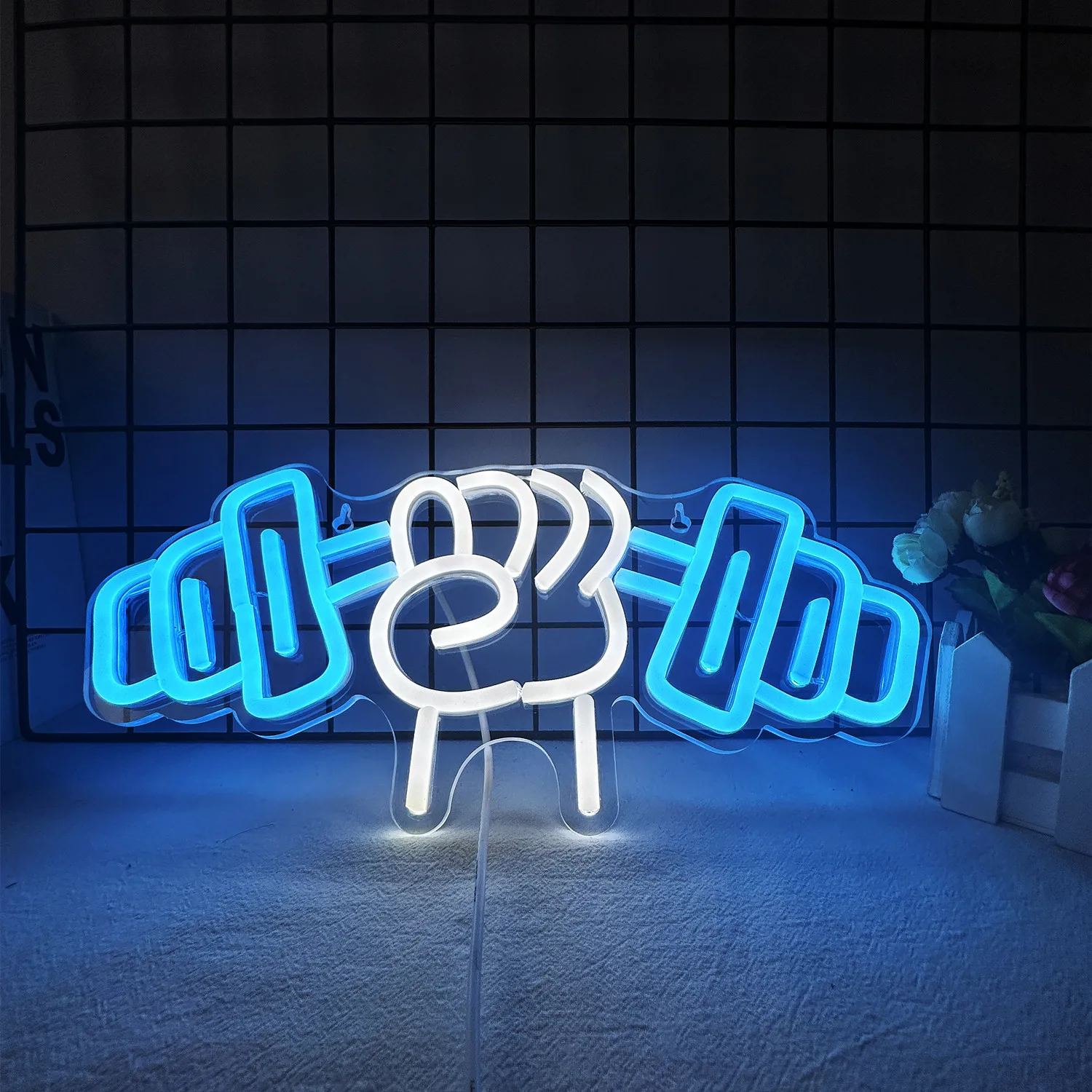 Barbell Neon Sign Dumbbell LED Light Gym Decore Home Wall Decoration for Workout Room Fitness Sport Club Friends Teens Boys Gift