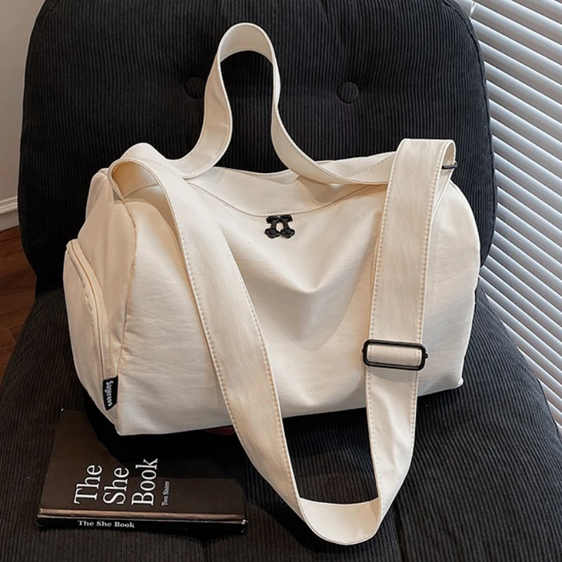 

Travel Tote Bag with Shoe Compartment Women Solid Color Shoulder Bags with Wet and Dry Separation Large-capacity Crossbody Bags