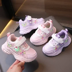 Sanrio Autumn Girls Boys Kuromi LED Light Shoes Children's Sneakers Toddler Anti-slip Walking Shoes Girls Outdoor Shoes