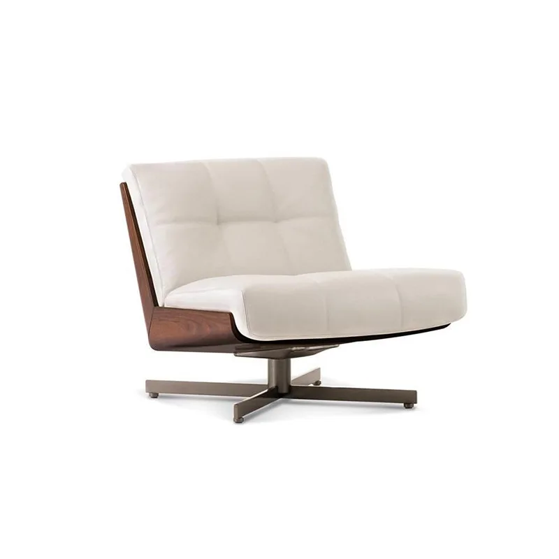 

Single sofa chair lunch break small apartment lazy living room recliner high-end villa designer leisure chair genuine leather