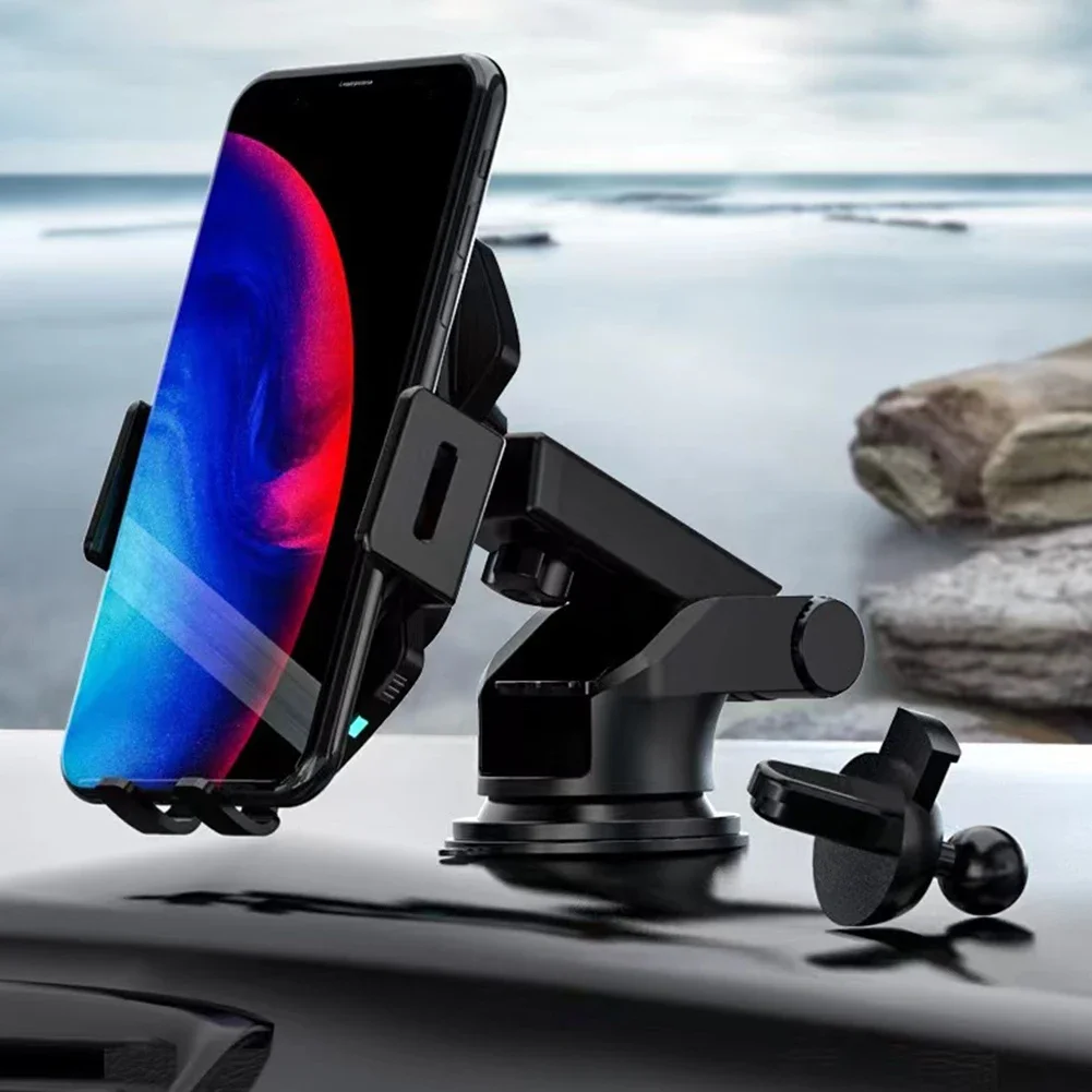 

15W Fast Charging Cell Phone Stand Wireless Car Charger Dashboard Phone Support Auto Clamping 360 Rotation for iPhone 15 Samsung