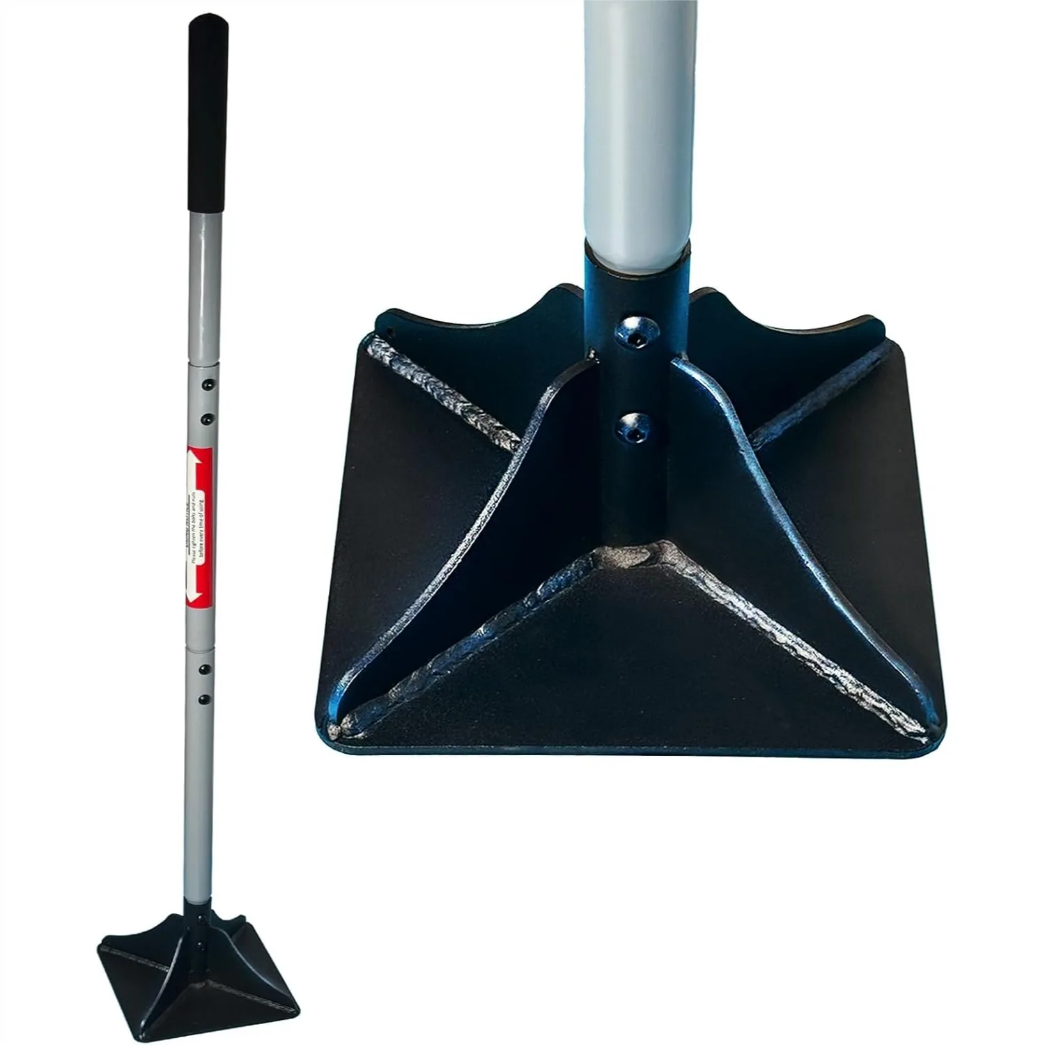 

Heavy Duty Steel Tamper 10"x10" with 48" Ergonomic Handle, Rubber Foam Grip for Landscaping, Soil, Gravel Compaction