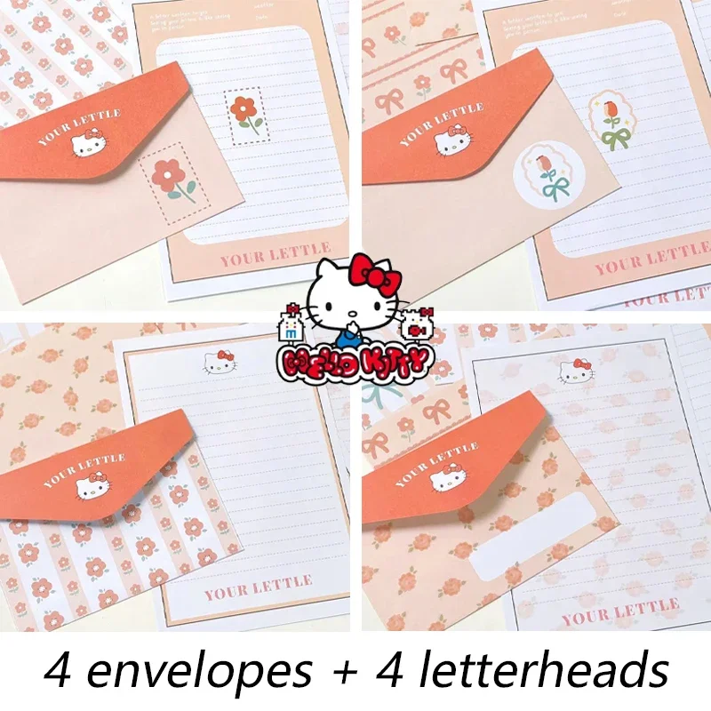 4pcs Sanrio Hello Kitty Envelope Letter Paper Wedding Party Invitation Greeting Card Cartoon Cute Festival Gift Window Envelopes