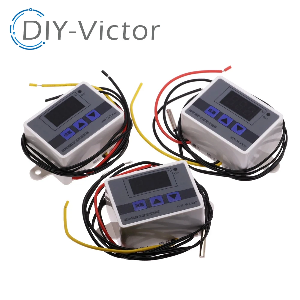 DM-W3002 XH-W3002 Digital LED Temperature Controller DC 12V 24V AC 110V-220V 10A Thermostat Control Switch With Probe Sensor