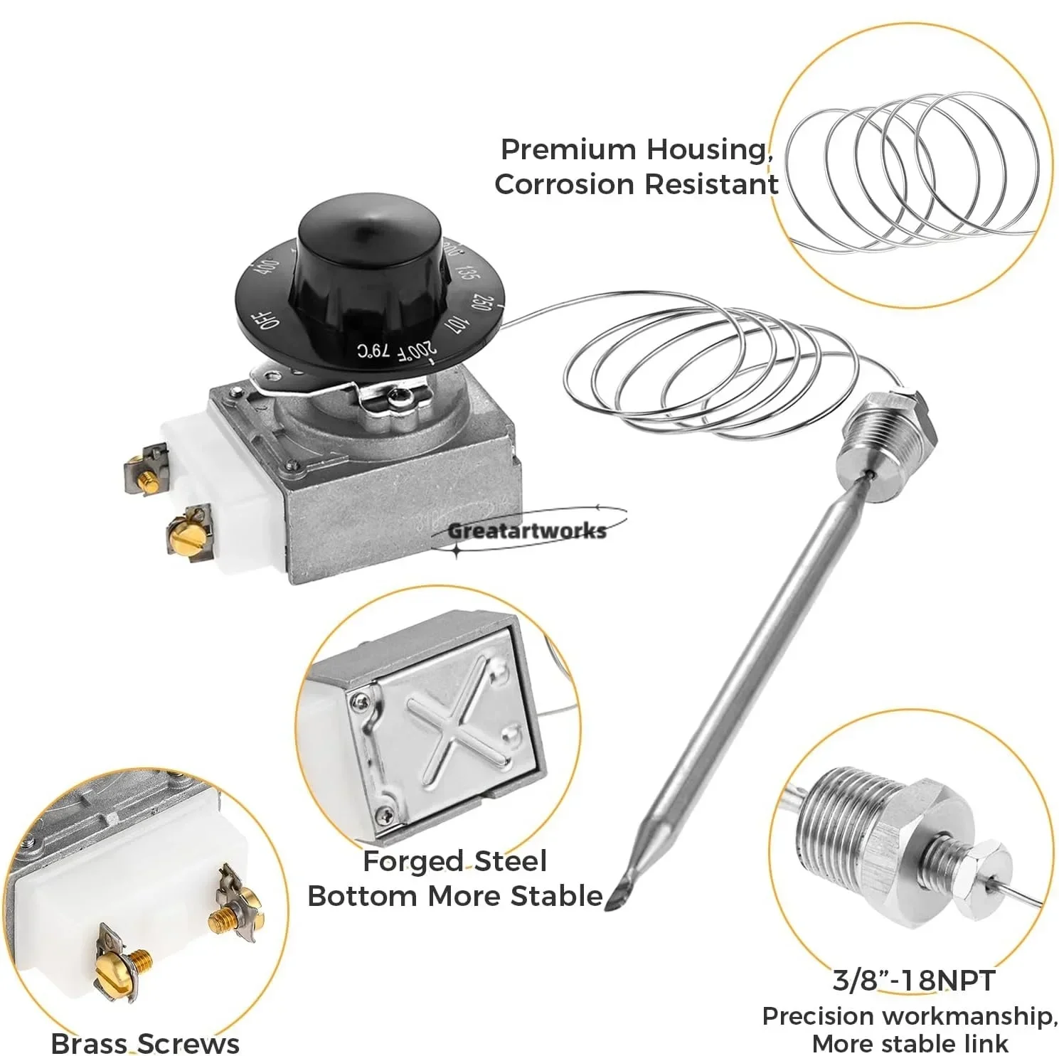 サーモスタットセーフティスイッチノブ,fryer,mpt,Edcraft,atosa,301030004, 5300-402, RX-2-24, 1セットに適合