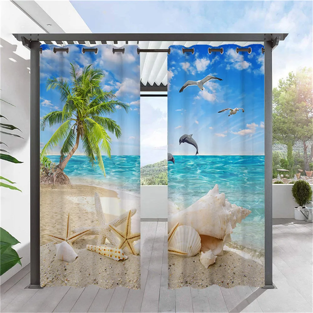 Imagem -06 - Personalizado ao ar Livre Impermeável 3d Seascape Cortinas Blackout Ilhós Isolados Térmicos Jardim Cortinas Pérgola Varanda e Pátio Painéis d