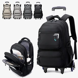 Kids School Backpack with Wheels Rolling Backpack for Boys Student Wheeled Backpack Trolley School Bag Travel Trolley Luggage