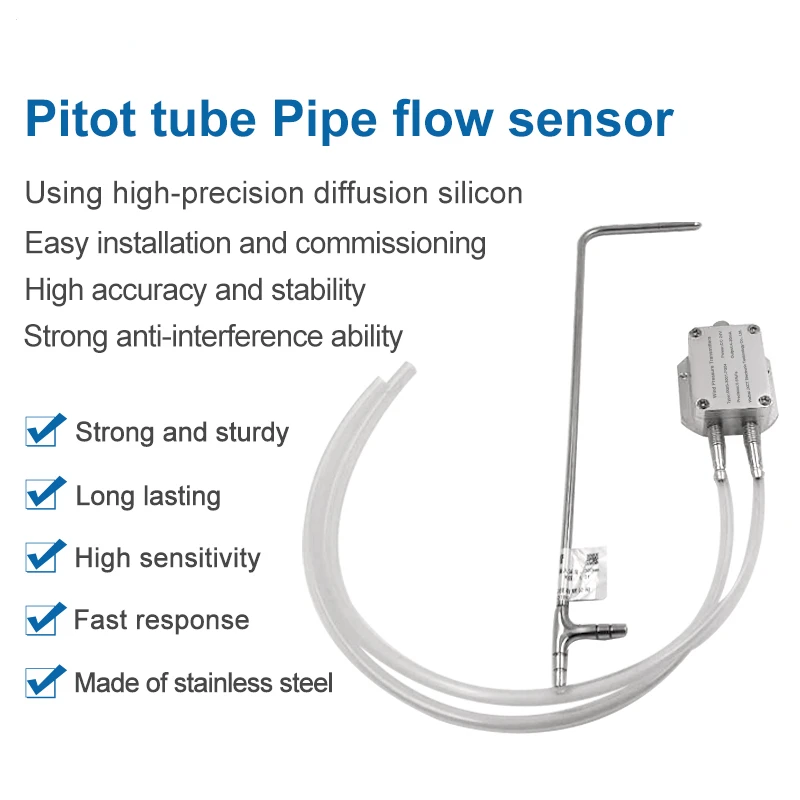 Pitot Tube Flow Rate Transmitter High Precision Micro Differential Pressure Transmitter